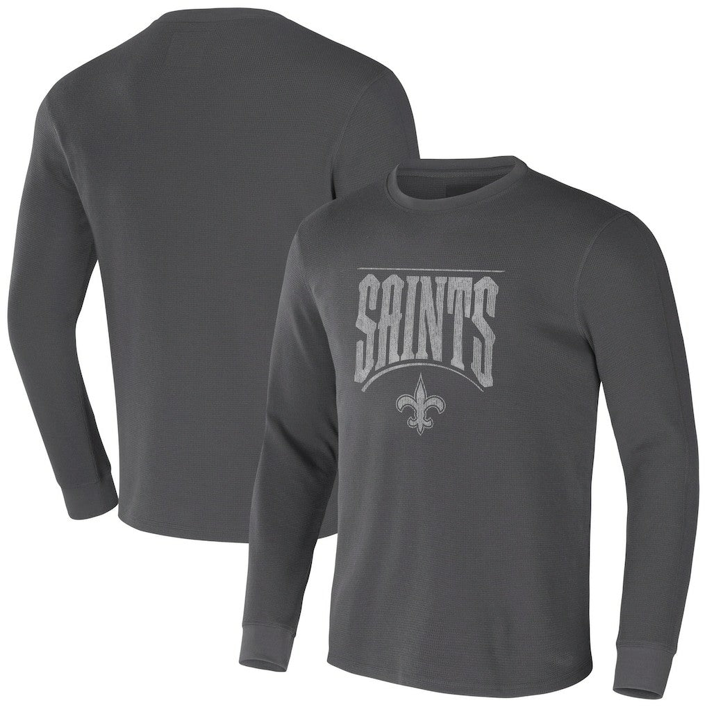 New Orleans Saints NFL x Darius Rucker Collection Long Sleeve Thermal T-Shirt - Charcoal T-shirts