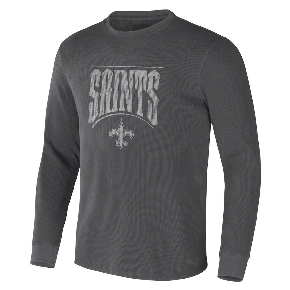 New Orleans Saints NFL x Darius Rucker Collection Long Sleeve Thermal T-Shirt - Charcoal T-shirts