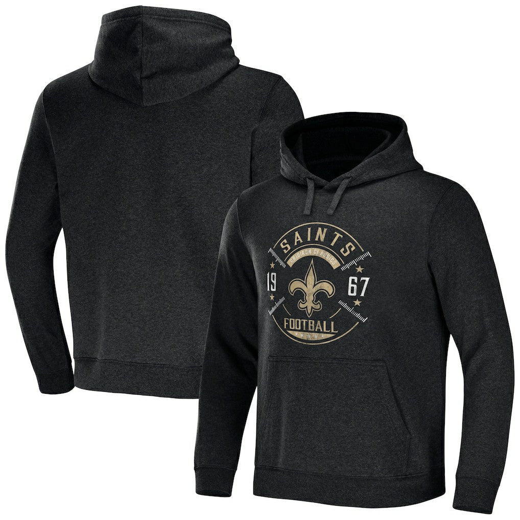 New Orleans Saints NFL x Darius Rucker Collection Radar Pullover Hoodie - Heather Charcoal Hoodies