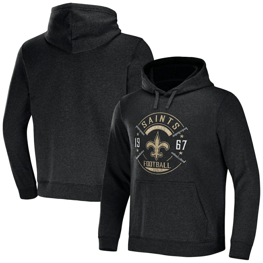 New Orleans Saints NFL x Darius Rucker Collection Radar Pullover Hoodie - Heather Charcoal Hoodies
