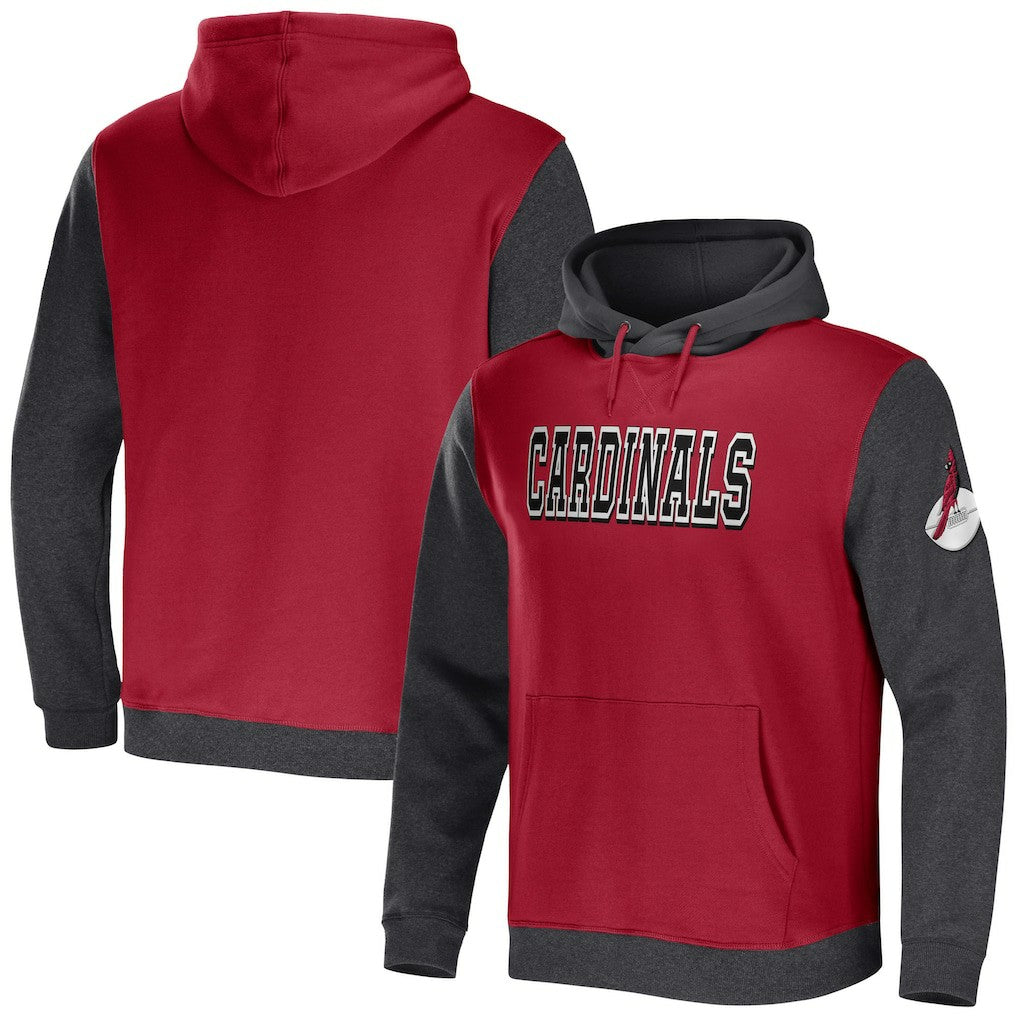 Arizona Cardinals NFL x Darius Rucker Collection Colorblock Pullover Hoodie - Cardinal/Charcoal Hoodies