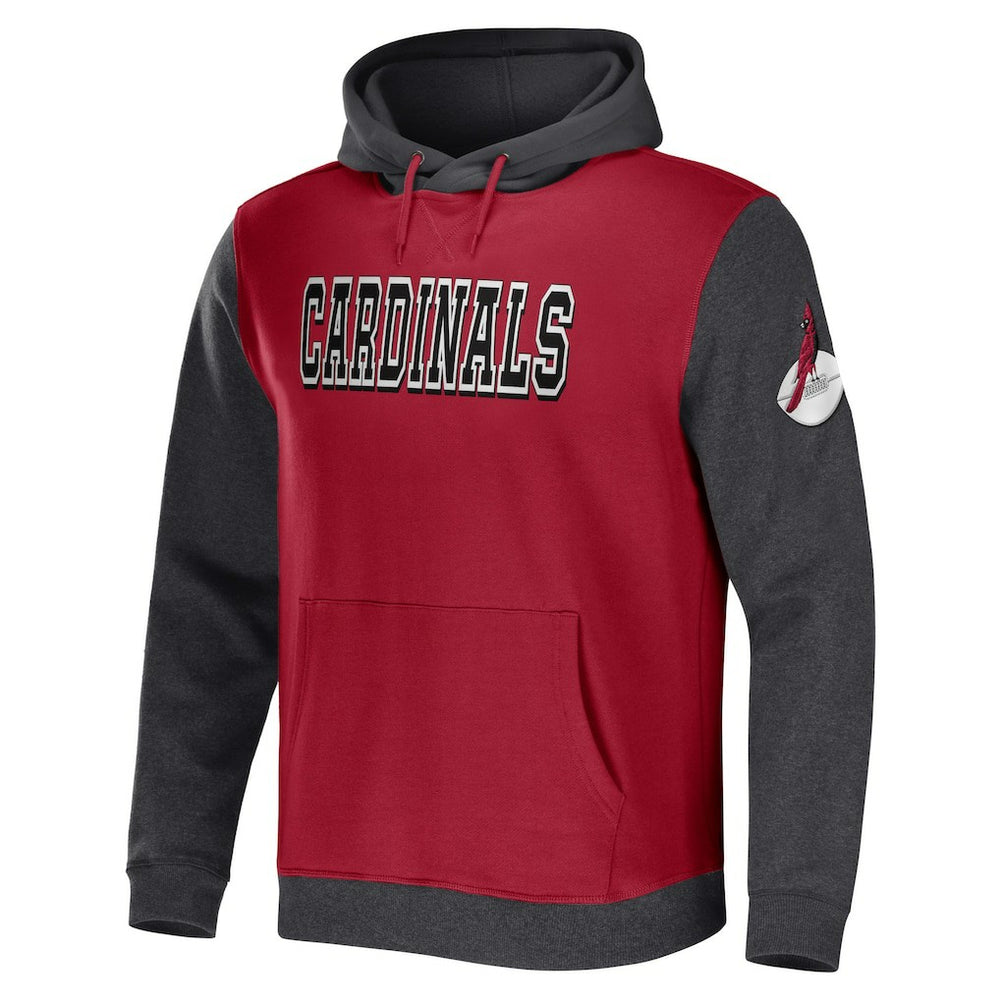 Arizona Cardinals NFL x Darius Rucker Collection Colorblock Pullover Hoodie - Cardinal/Charcoal Hoodies