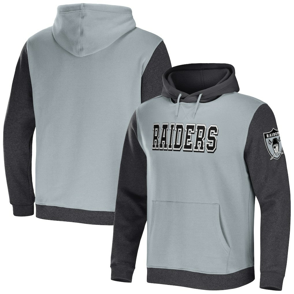 Las Vegas Raiders NFL x Darius Rucker Collection Colorblock Pullover Hoodie - Gray/Charcoal Hoodies