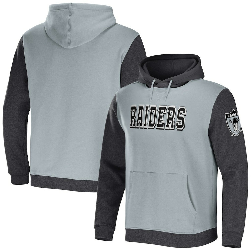 Las Vegas Raiders NFL x Darius Rucker Collection Colorblock Pullover Hoodie - Gray/Charcoal Hoodies