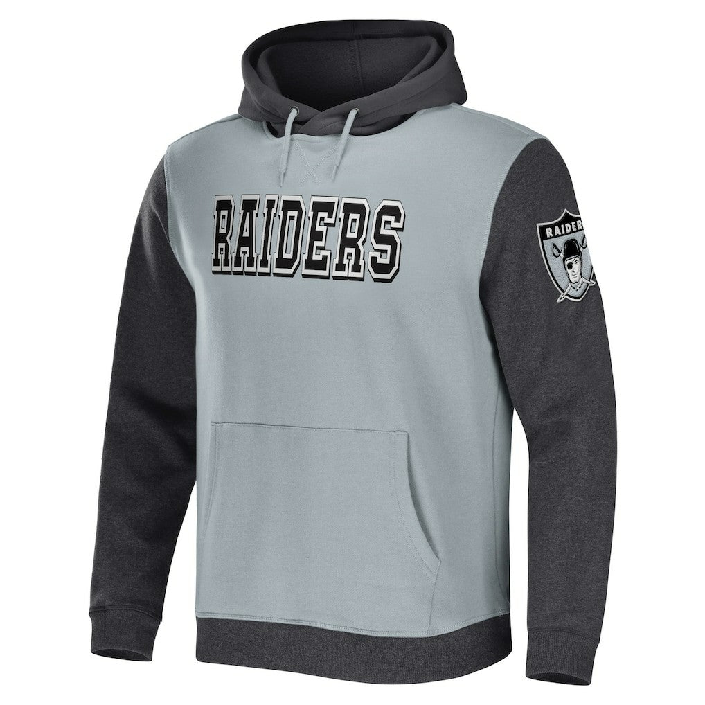 Las Vegas Raiders NFL x Darius Rucker Collection Colorblock Pullover Hoodie - Gray/Charcoal Hoodies