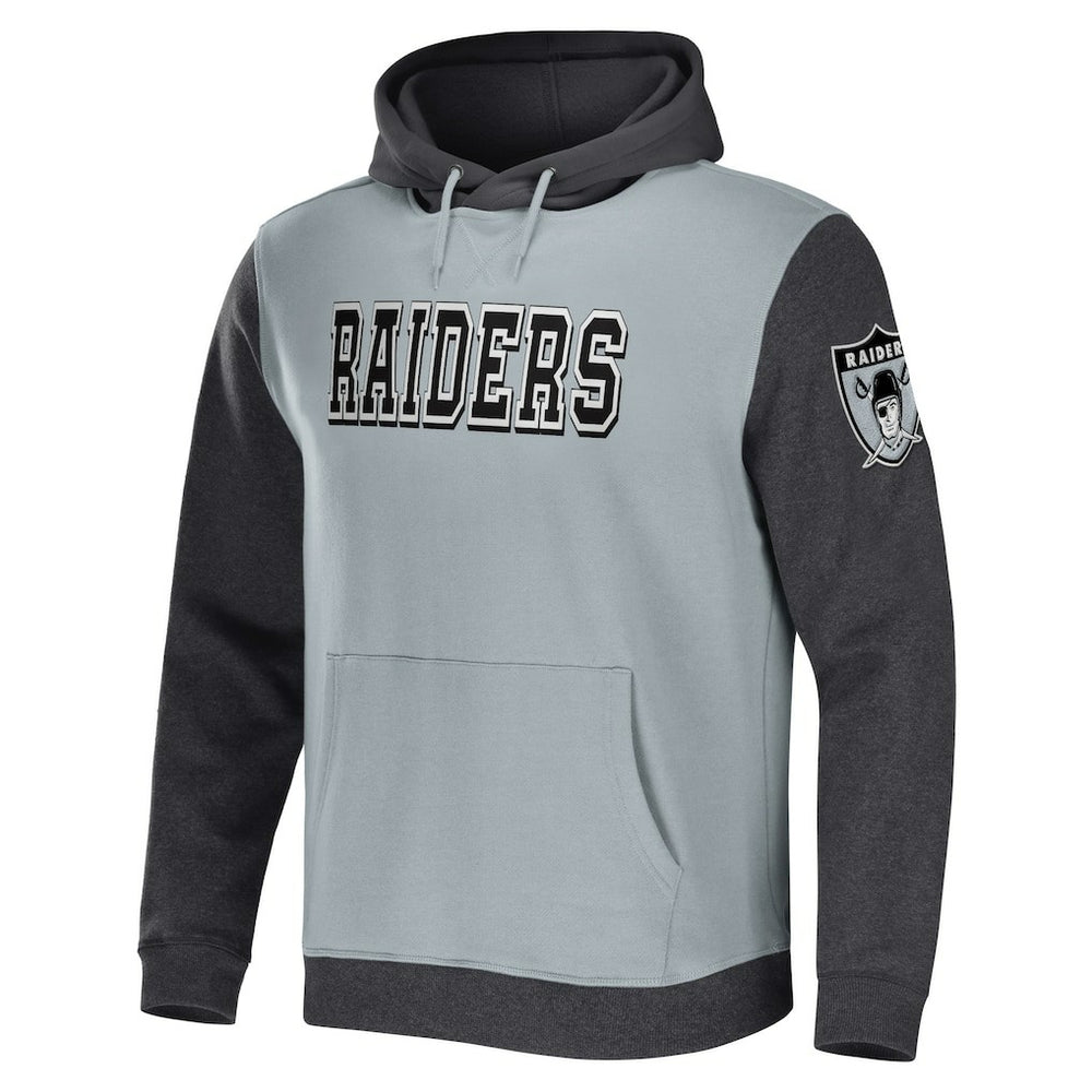 Las Vegas Raiders NFL x Darius Rucker Collection Colorblock Pullover Hoodie - Gray/Charcoal Hoodies