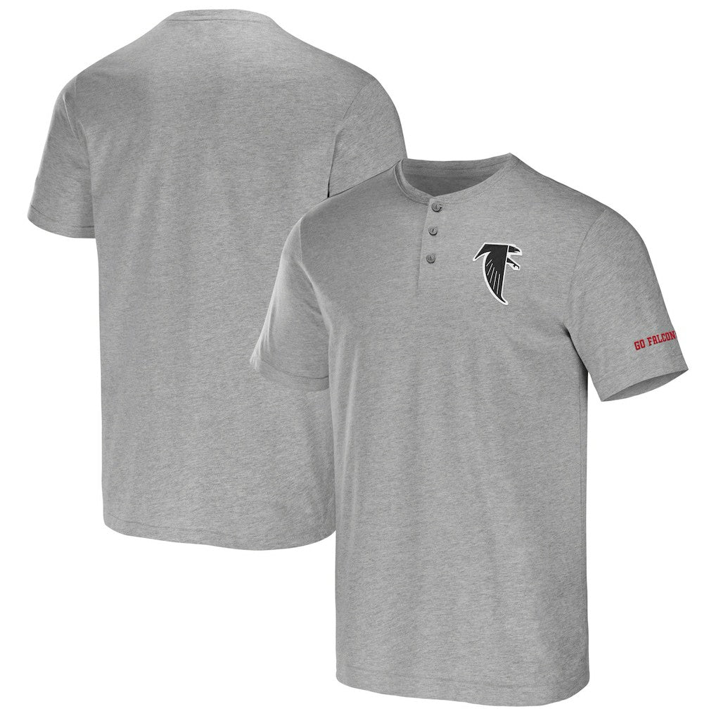Atlanta Falcons NFL x Darius Rucker Collection Henley T-Shirt - Heather Gray T-shirts