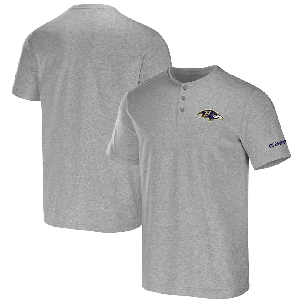 Baltimore Ravens NFL x Darius Rucker Collection Henley T-Shirt - Heather Gray T-shirts