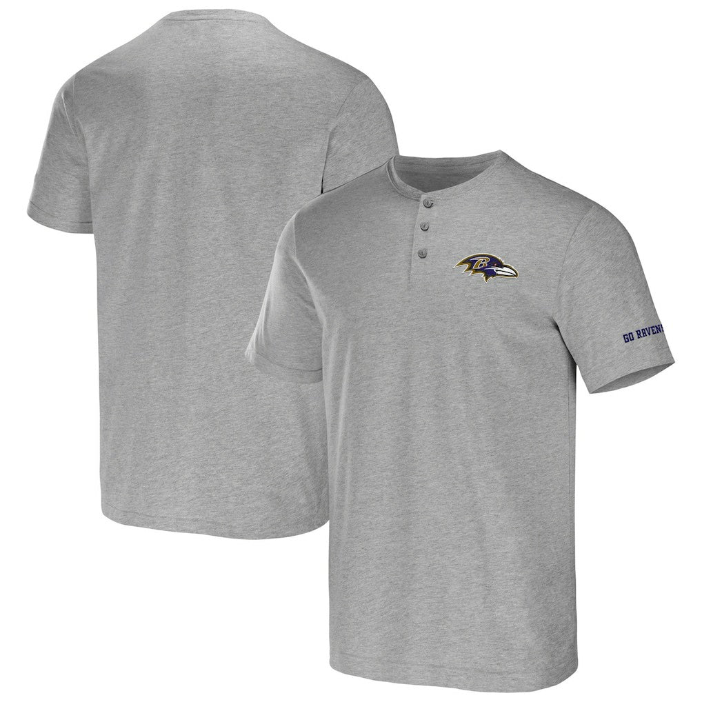 Baltimore Ravens NFL x Darius Rucker Collection Henley T-Shirt - Heather Gray T-shirts