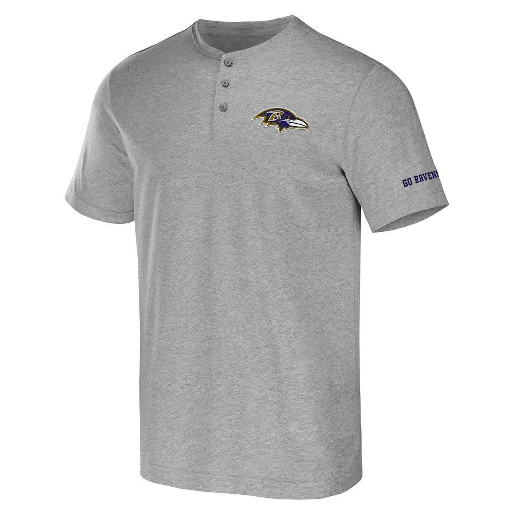 Baltimore Ravens NFL x Darius Rucker Collection Henley T-Shirt - Heather Gray T-shirts