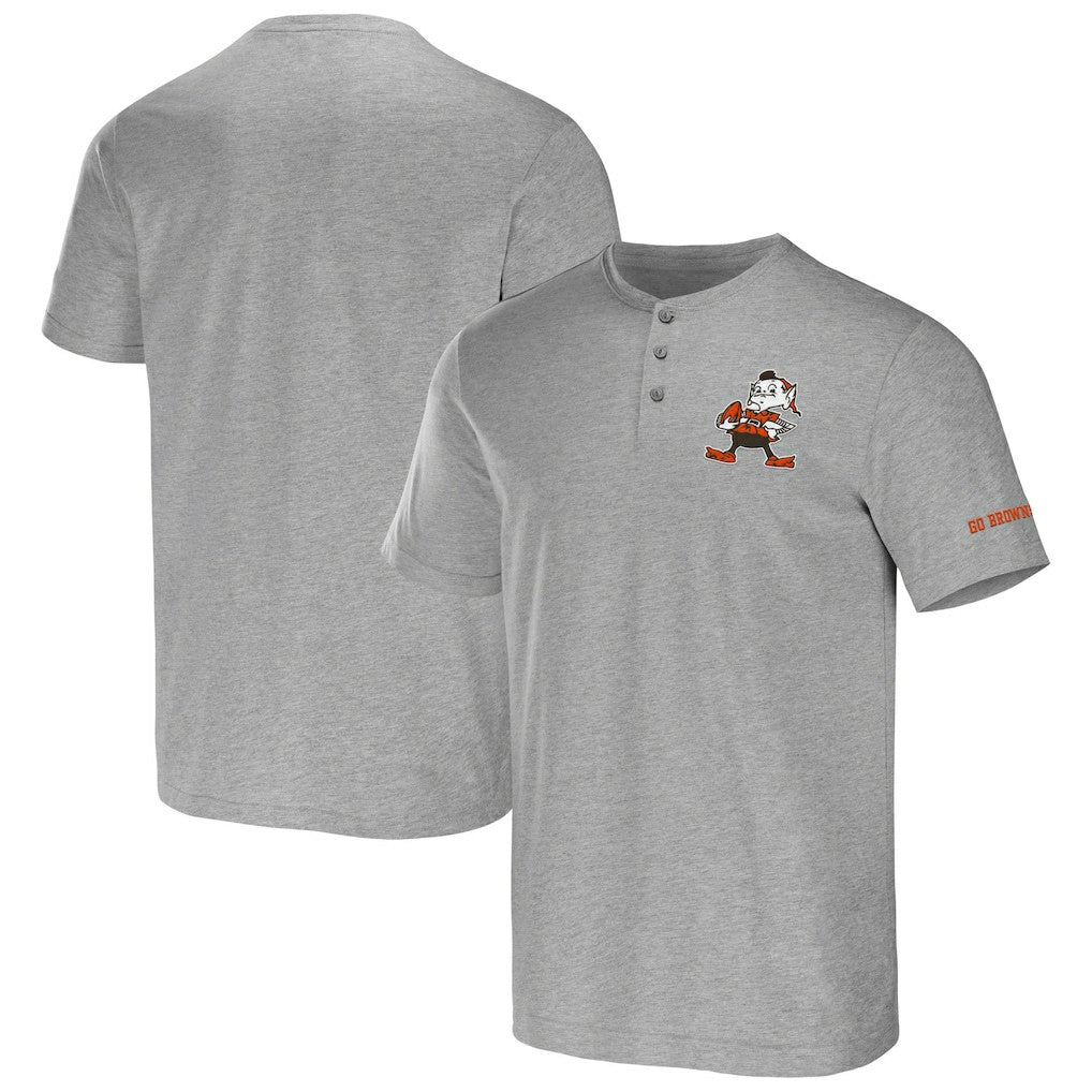 Cleveland Browns NFL x Darius Rucker Collection Henley T-Shirt - Heather Gray T-shirts