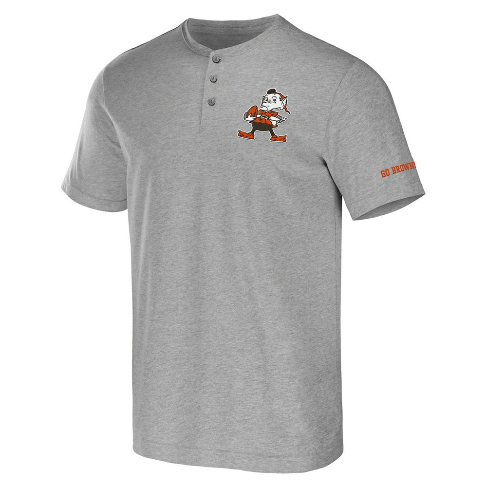 Cleveland Browns NFL x Darius Rucker Collection Henley T-Shirt - Heather Gray T-shirts