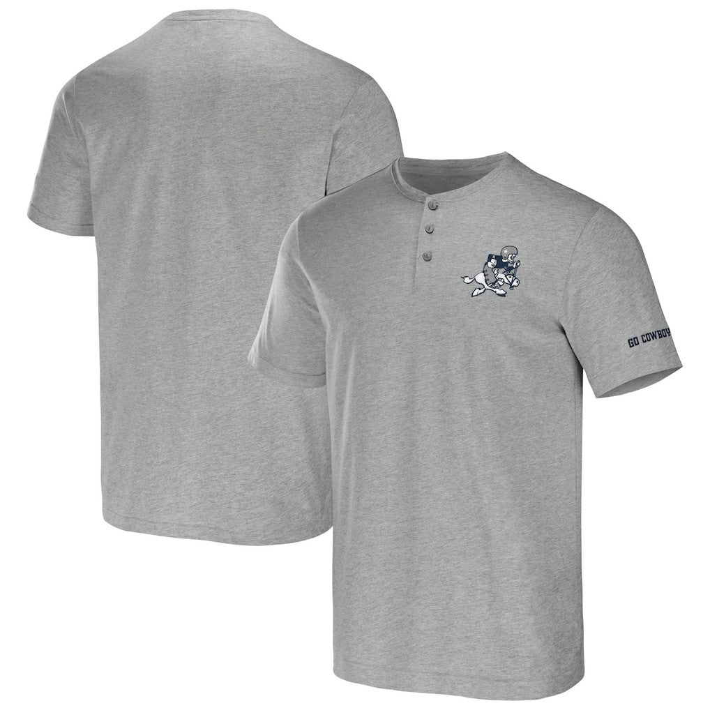 Dallas Cowboys NFL x Darius Rucker Collection Henley T-Shirt - Heather Gray T-shirts