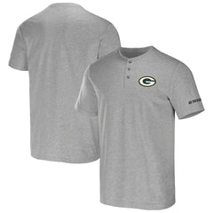 Green Bay Packers NFL x Darius Rucker Collection Henley T-Shirt - Heather Gray T-shirts