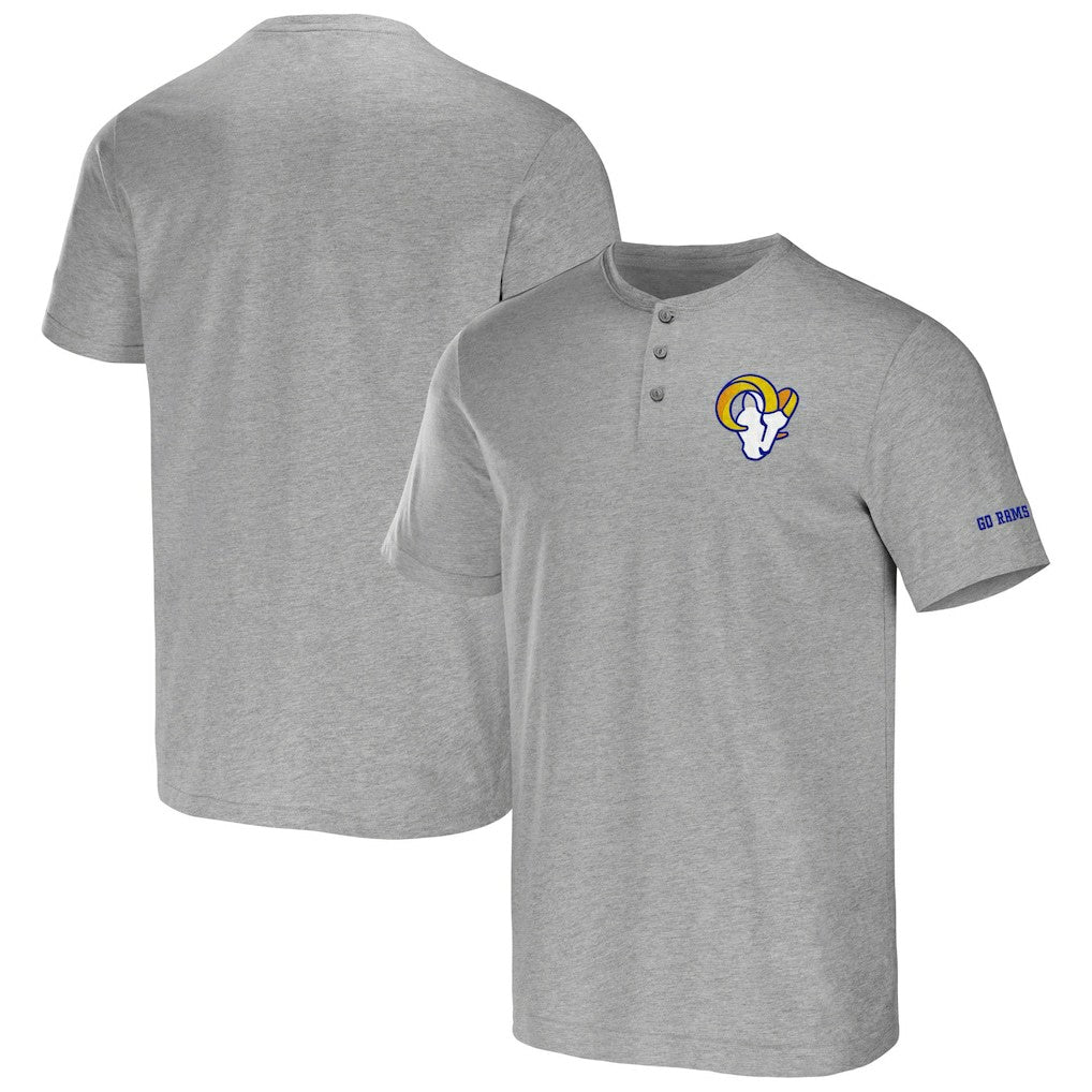 Los Angeles Rams NFL x Darius Rucker Collection Henley T-Shirt - Heather Gray T-shirts