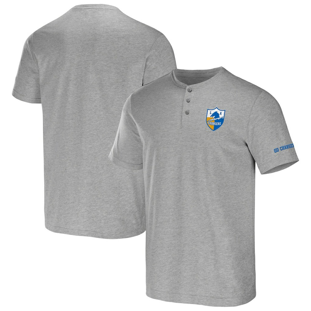 Los Angeles Chargers NFL x Darius Rucker Collection Henley T-Shirt - Heather Gray T-shirts