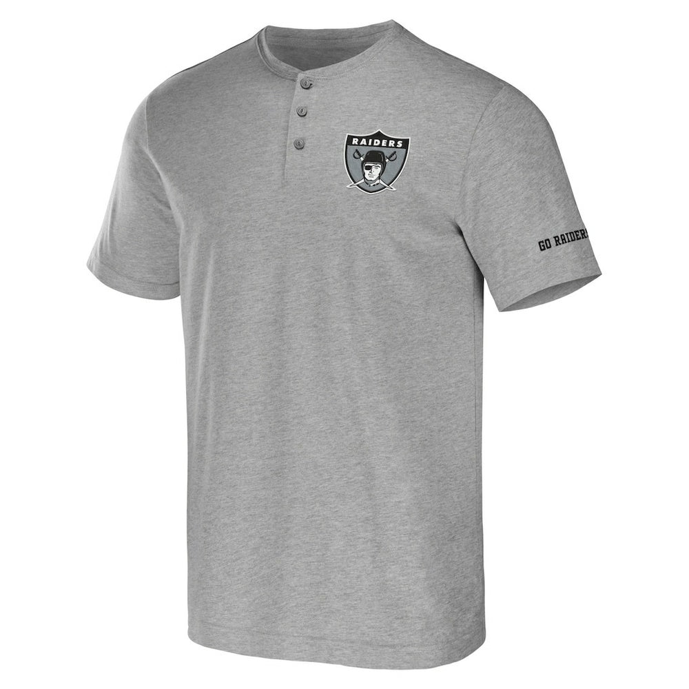 Las Vegas Raiders NFL x Darius Rucker Collection Henley T-Shirt - Heather Gray T-shirts