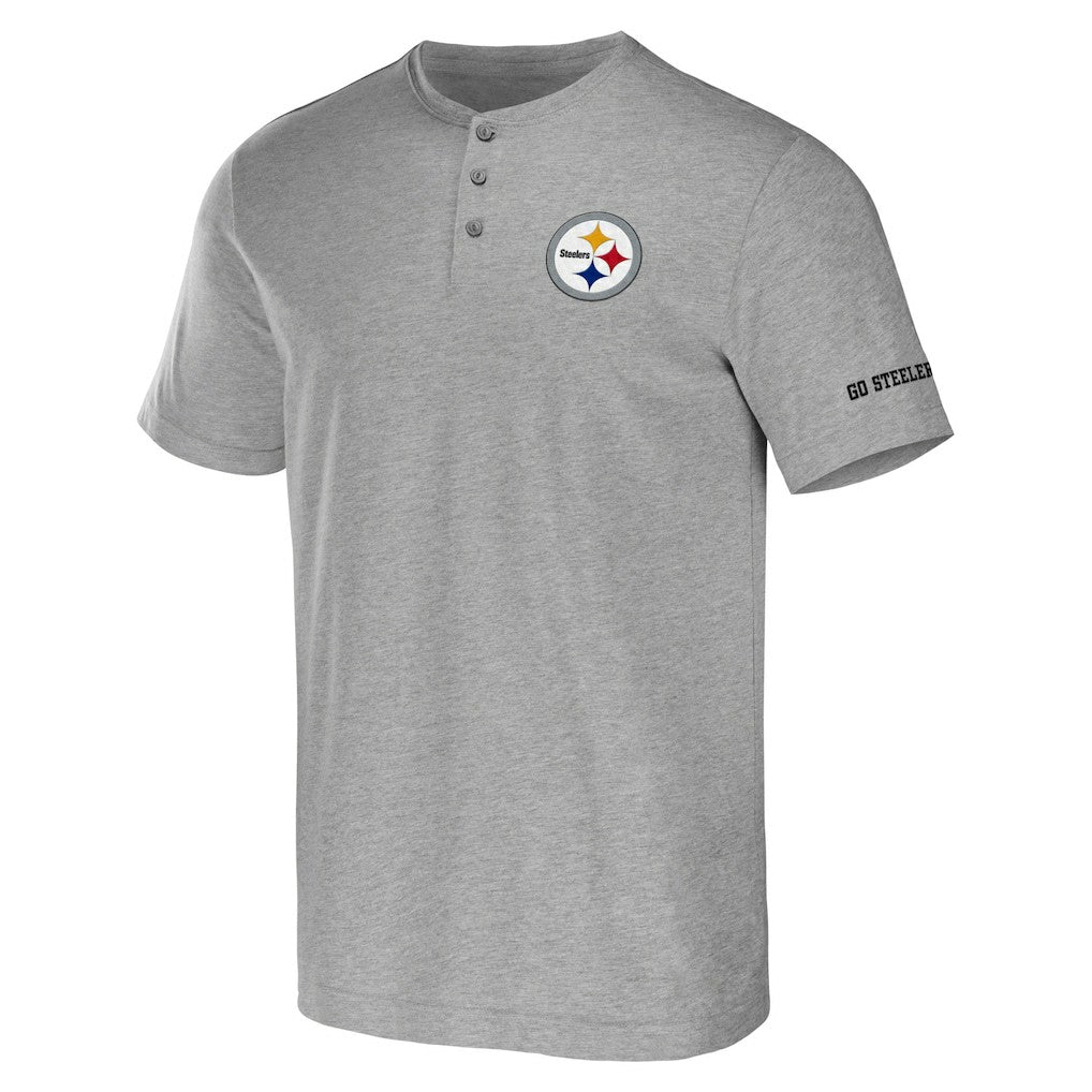 Pittsburgh Steelers NFL x Darius Rucker Collection Henley T-Shirt - Heather Gray T-shirts