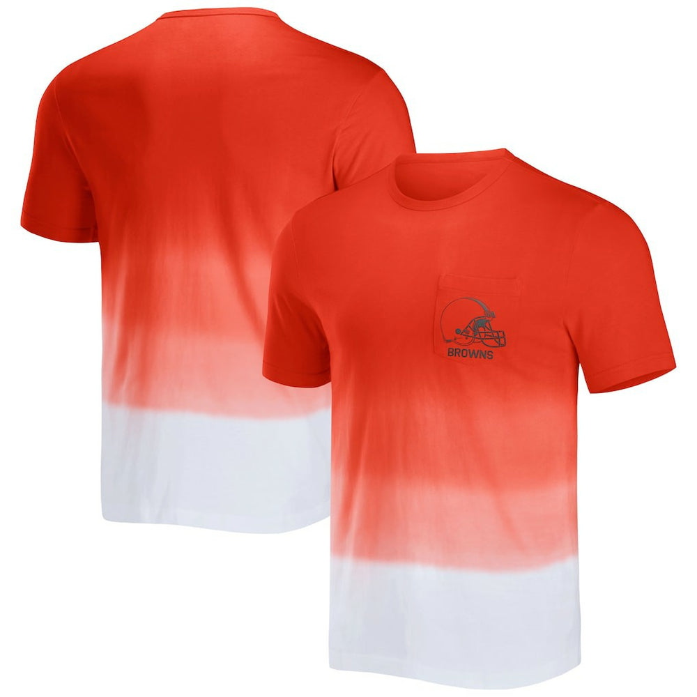 Cleveland Browns NFL x Darius Rucker Collection Dip Dye Pocket T-Shirt - Orange/White T-shirts