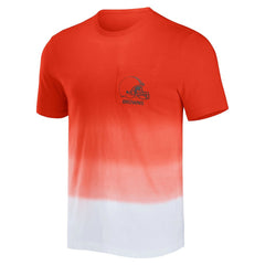 Cleveland Browns NFL x Darius Rucker Collection Dip Dye Pocket T-Shirt - Orange/White T-shirts