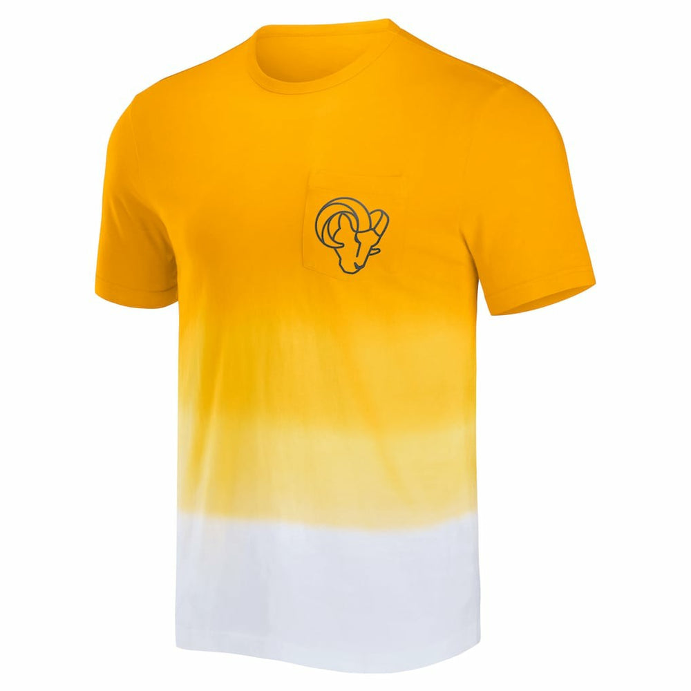 Los Angeles Rams NFL x Darius Rucker Collection Dip Dye Pocket T-Shirt - Gold/White T-shirts
