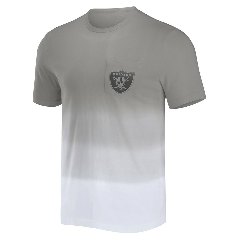 Las Vegas Raiders NFL x Darius Rucker Collection Dip Dye Pocket T-Shirt - Silver/White T-shirts