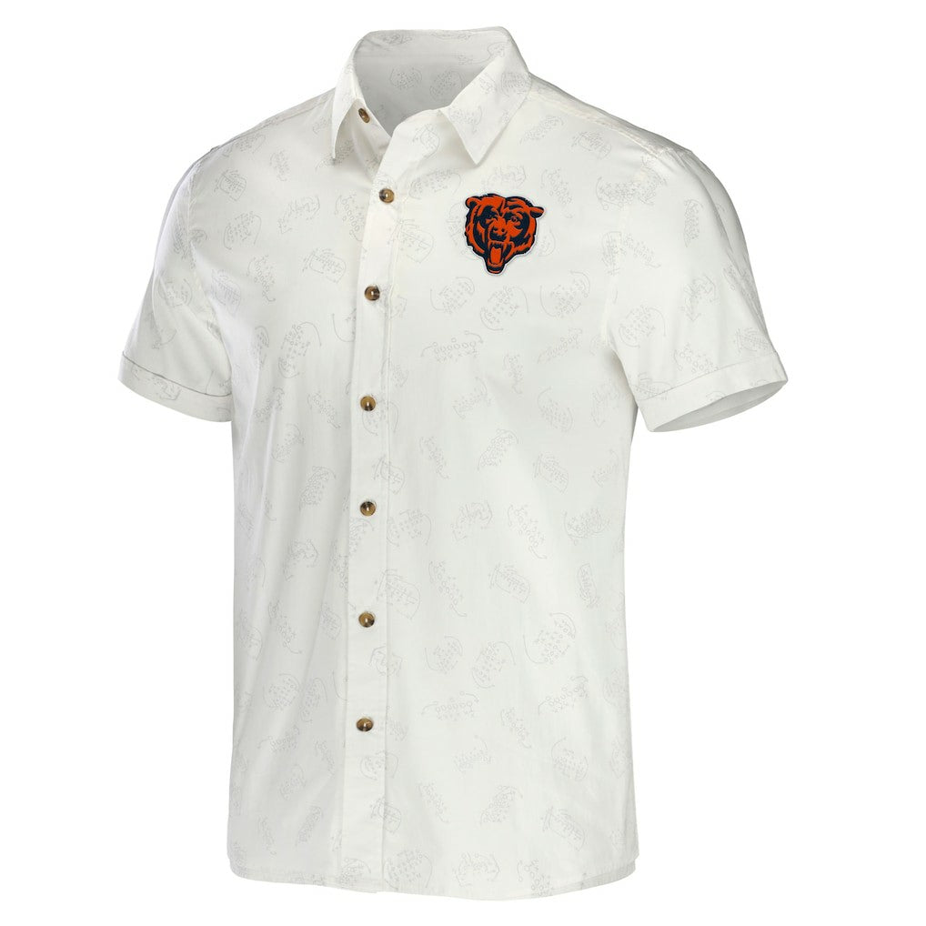 Chicago Bears NFL x Darius Rucker Collection Woven Button-Up T-Shirt - White T-shirts