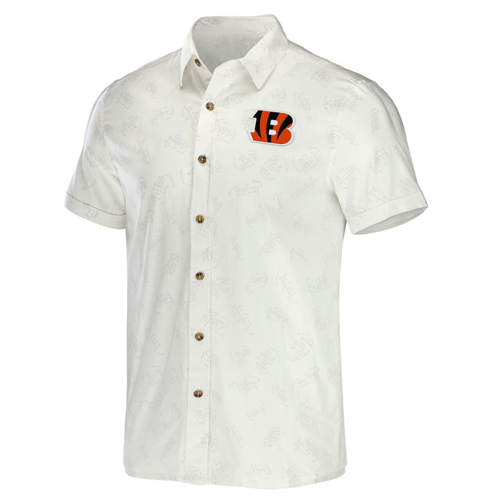 Cincinnati Bengals NFL x Darius Rucker Collection Woven Button-Up T-Shirt - White T-shirts