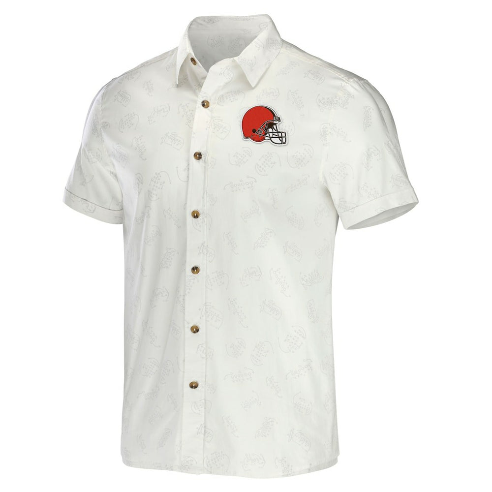 Cleveland Browns NFL x Darius Rucker Collection Woven Button-Up T-Shirt - White T-shirts