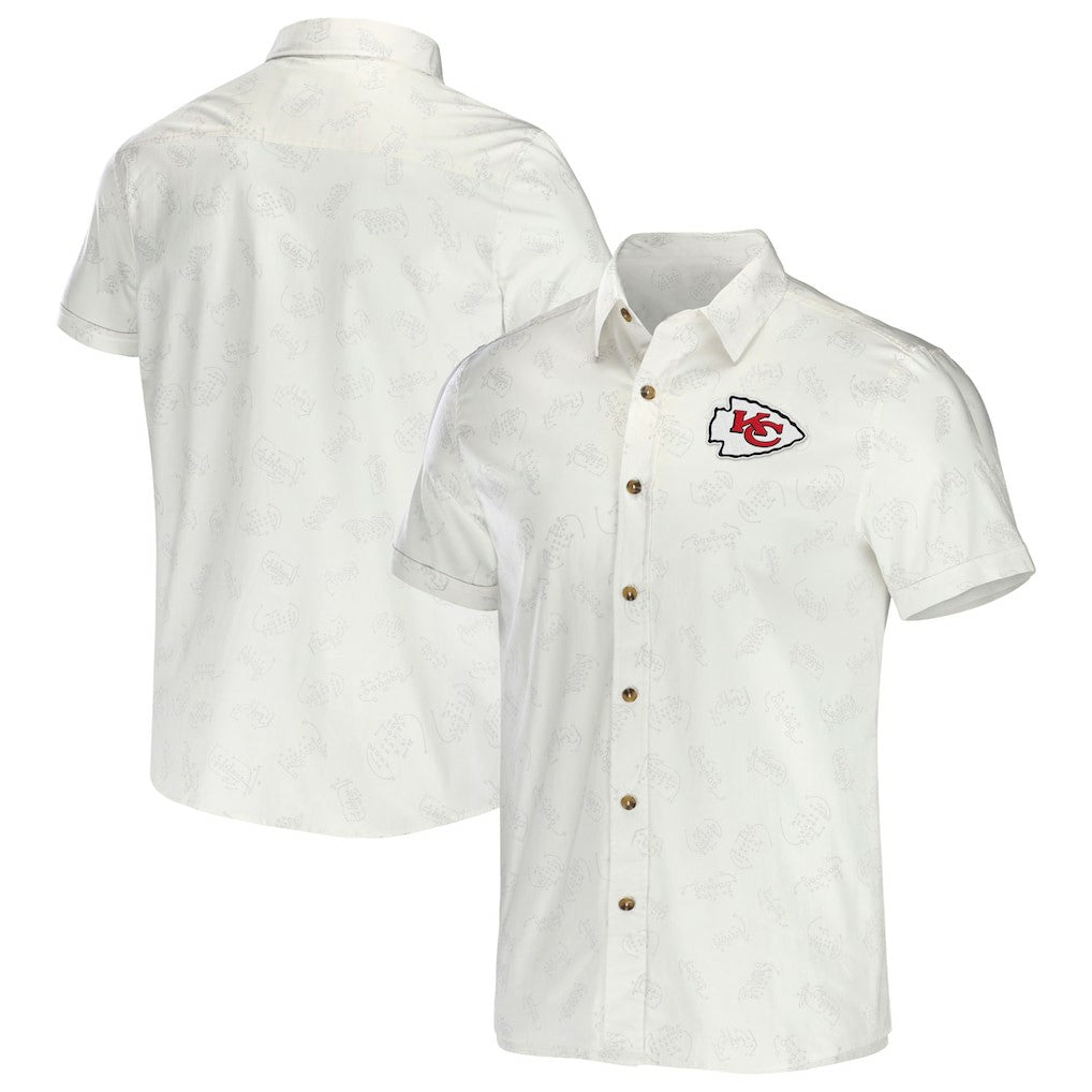 Kansas City Chiefs NFL x Darius Rucker Collection Woven Button-Up T-Shirt - White T-shirts