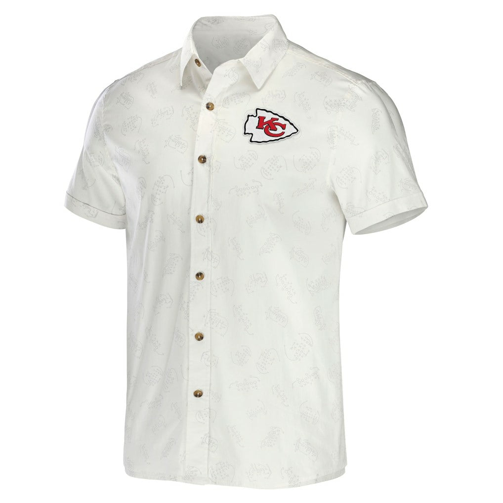 Kansas City Chiefs NFL x Darius Rucker Collection Woven Button-Up T-Shirt - White T-shirts