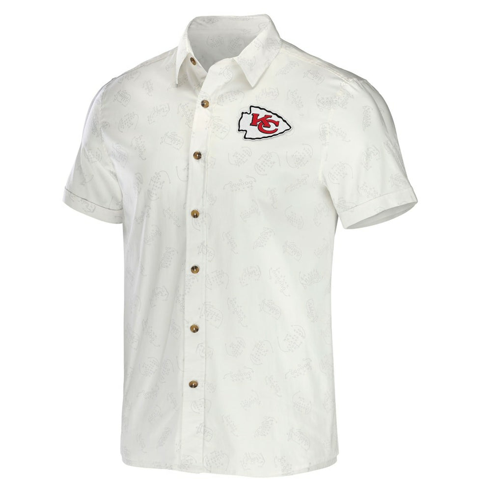 Kansas City Chiefs NFL x Darius Rucker Collection Woven Button-Up T-Shirt - White T-shirts