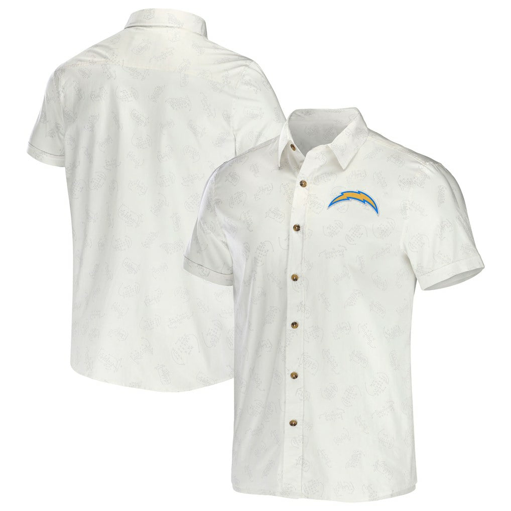Los Angeles Chargers NFL x Darius Rucker Collection Woven Button-Up T-Shirt - White T-shirts