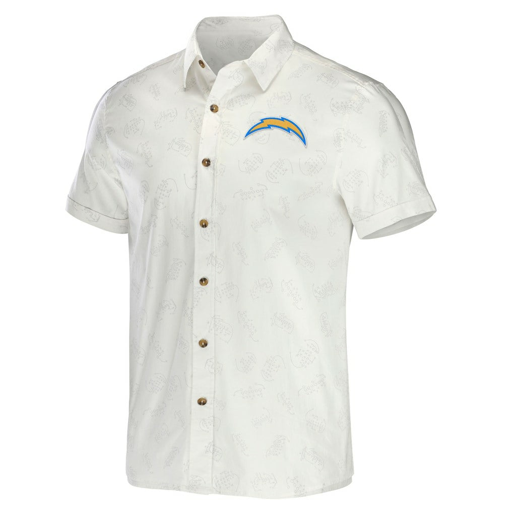 Los Angeles Chargers NFL x Darius Rucker Collection Woven Button-Up T-Shirt - White T-shirts