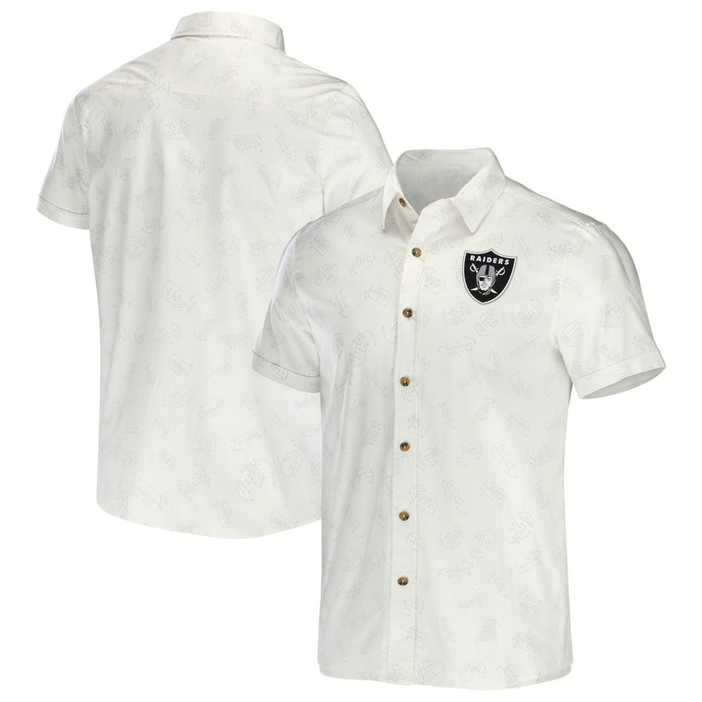 Las Vegas Raiders NFL x Darius Rucker Collection Woven Button-Up T-Shirt - White T-shirts