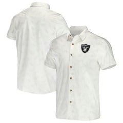 Las Vegas Raiders NFL x Darius Rucker Collection Woven Button-Up T-Shirt - White T-shirts