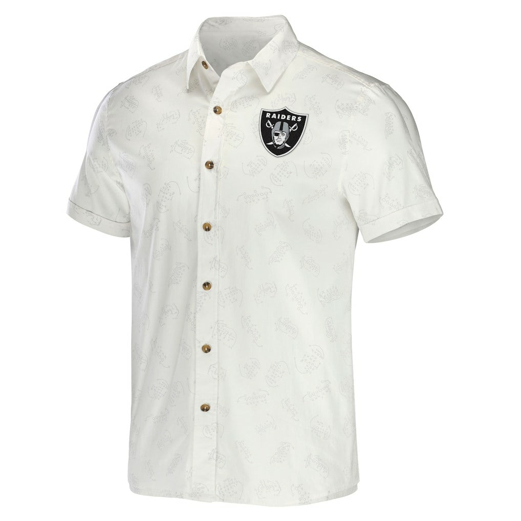 Las Vegas Raiders NFL x Darius Rucker Collection Woven Button-Up T-Shirt - White T-shirts