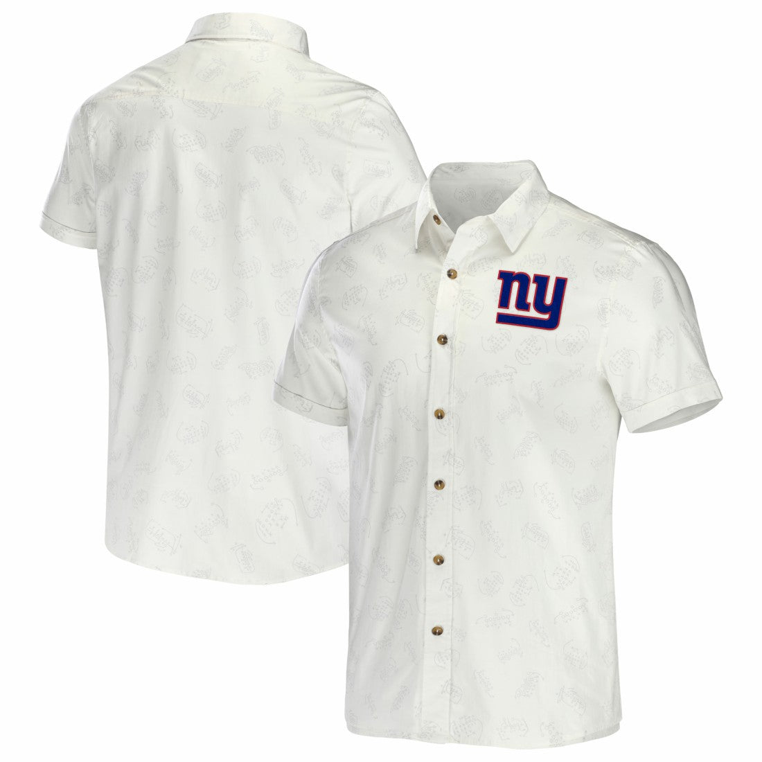 New York Giants NFL x Darius Rucker Collection Woven Button-Up T-Shirt - White T-shirts