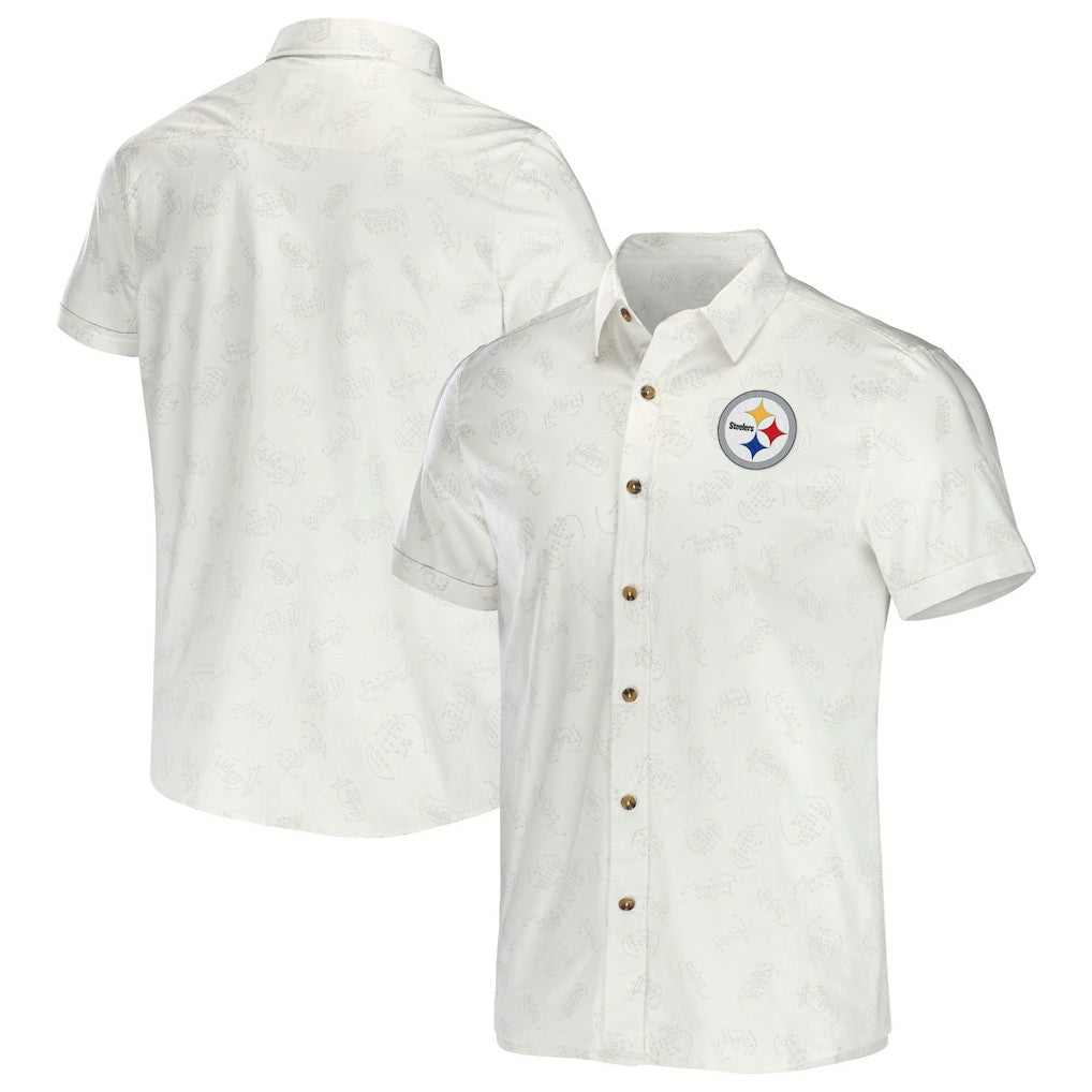 Pittsburgh Steelers NFL x Darius Rucker Collection Woven Button-Up T-Shirt - White T-shirts