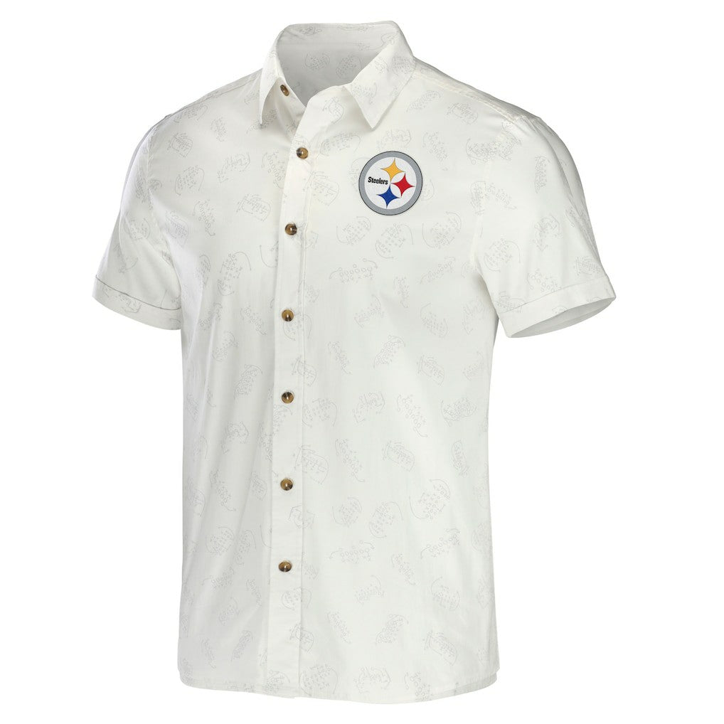 Pittsburgh Steelers NFL x Darius Rucker Collection Woven Button-Up T-Shirt - White T-shirts