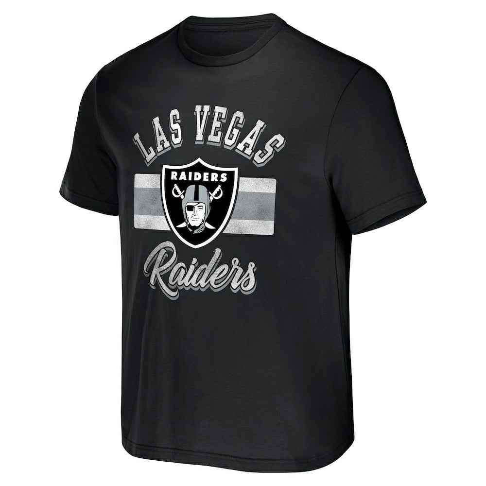 Las Vegas Raiders NFL x Darius Rucker Collection Stripe T-Shirt - Black T-shirts