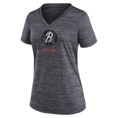 Baltimore Orioles Nike Women's City Connect Velocity Practice Performance V-Neck T-Shirt - Black T-shirts