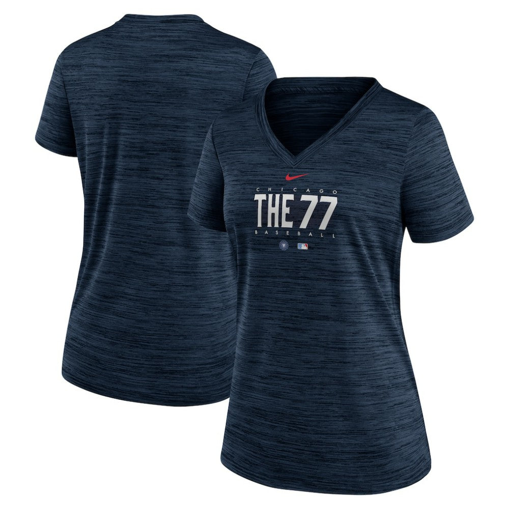 Chicago Cubs Nike Women's City Connect Velocity Practice Performance V-Neck T-Shirt - Navy T-shirts