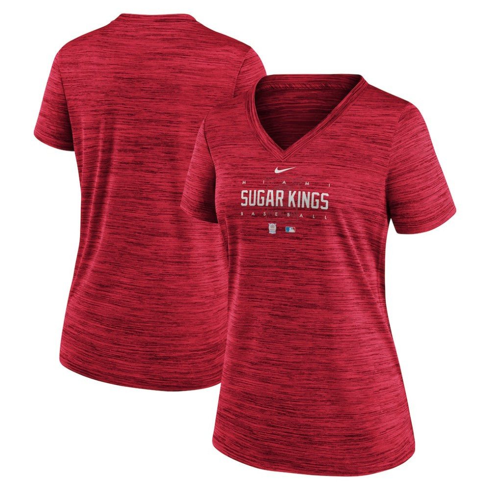 Miami Marlins Nike Women's City Connect Velocity Practice Performance V-Neck T-Shirt - Red T-shirts