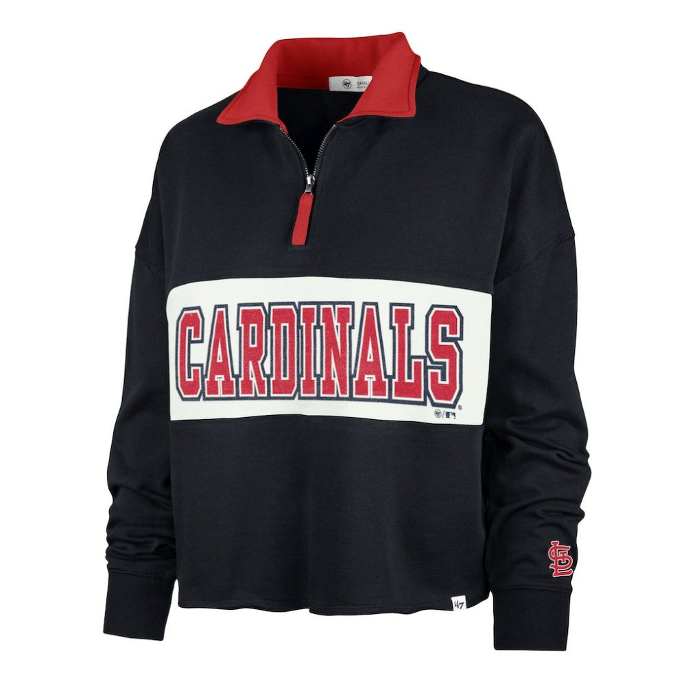 St. Louis Cardinals '47 Women's Remi Quarter-Zip Cropped Top - Navy Tops