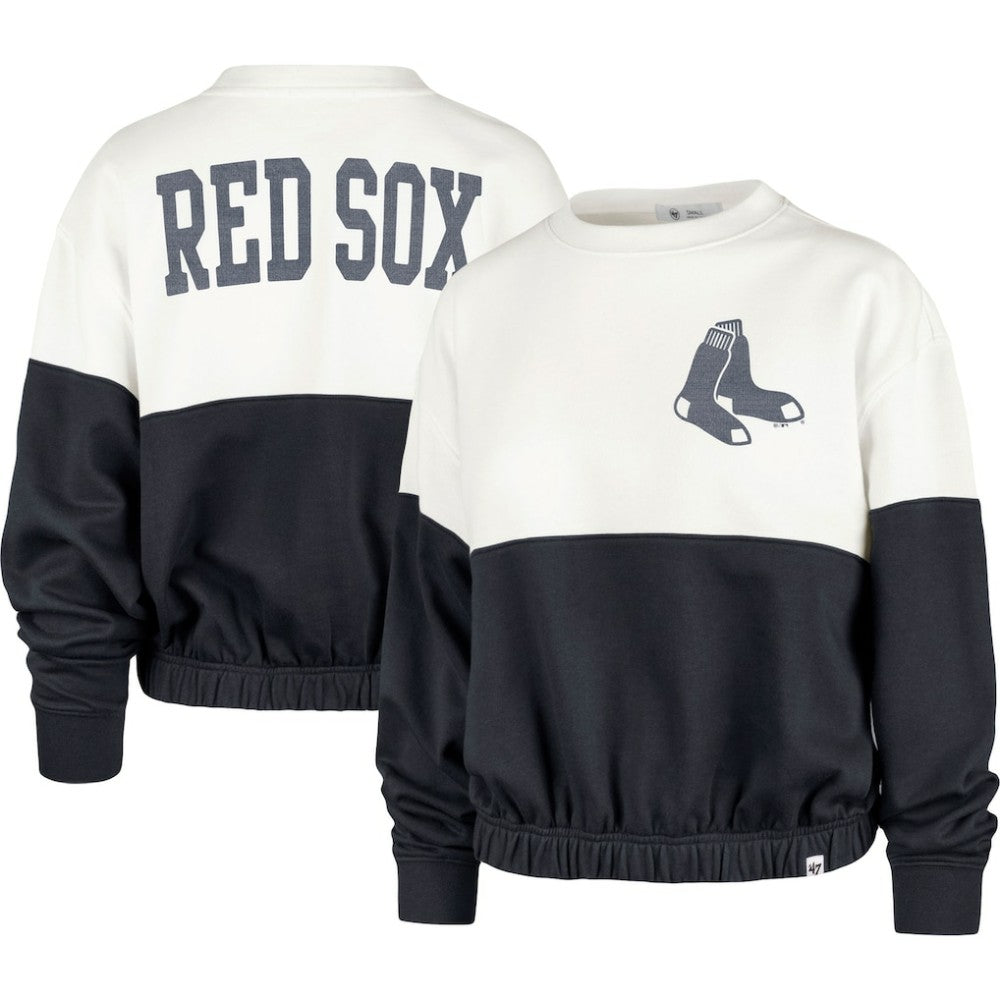 Boston Red Sox '47 Women's Take Two Bonita Pullover Sweatshirt - White/Navy Pullover