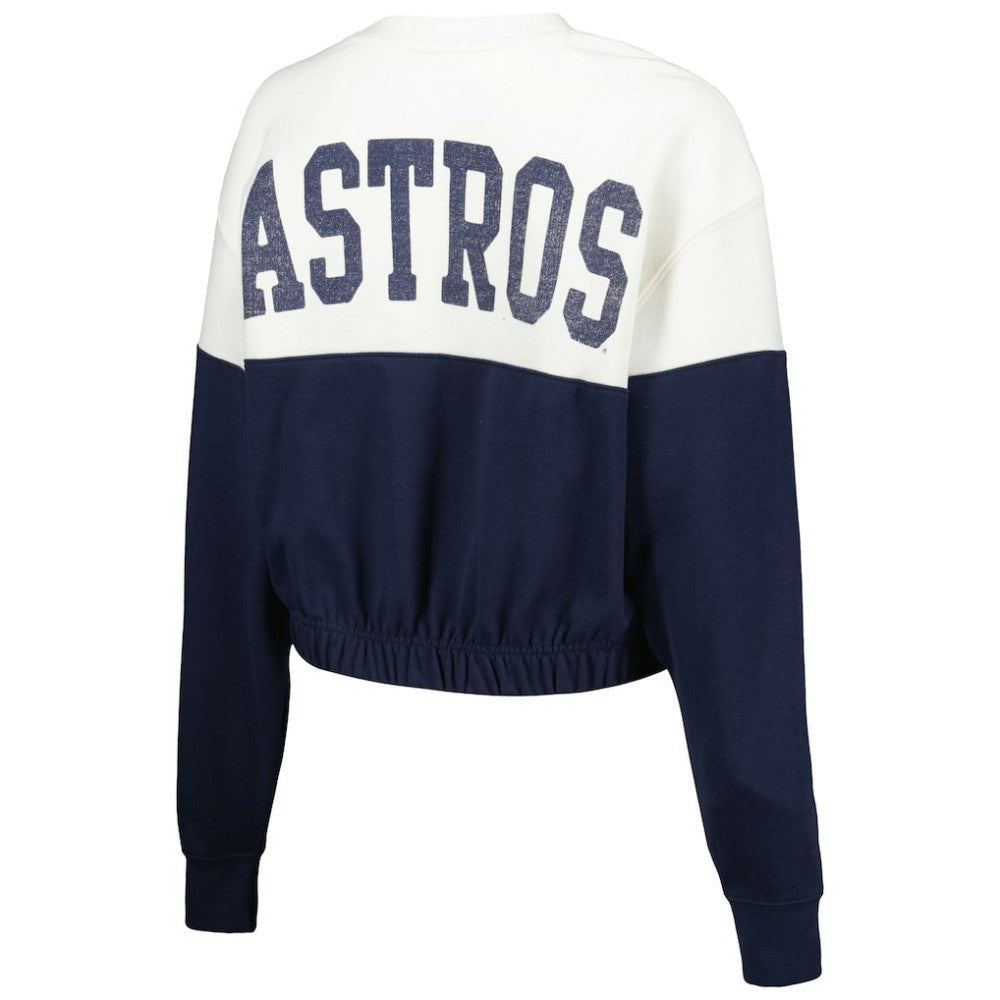 Houston Astros '47 Women's Take Two Bonita Pullover Sweatshirt - White/Navy Pullover