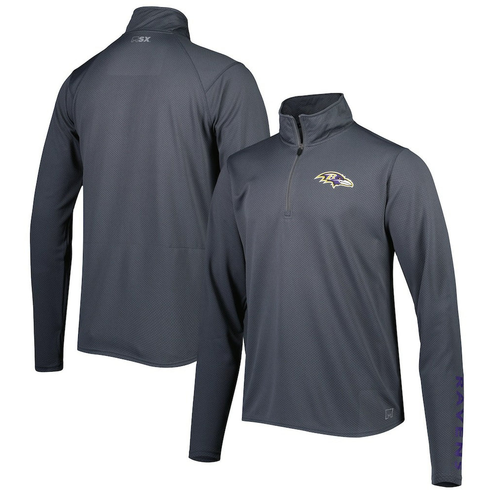 Baltimore Ravens MSX by Michael Strahan Half-Zip Pullover - Charcoal Pullover