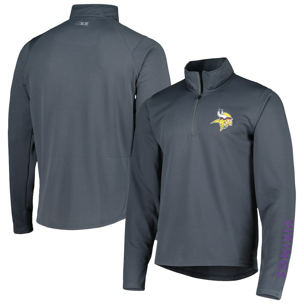 Minnesota Vikings MSX by Michael Strahan Half-Zip Pullover - Charcoal Pullover