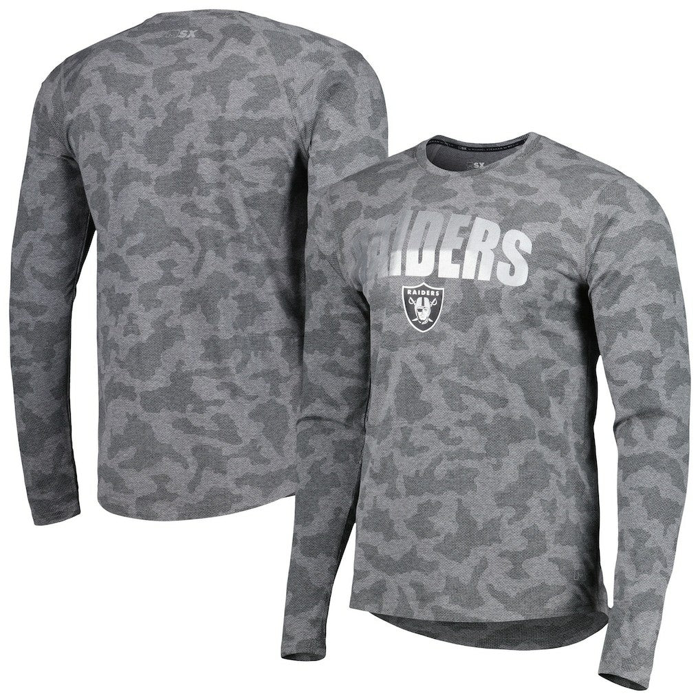 Las Vegas Raiders MSX by Michael Strahan Performance Camo Long Sleeve T-Shirt - Black T-shirts